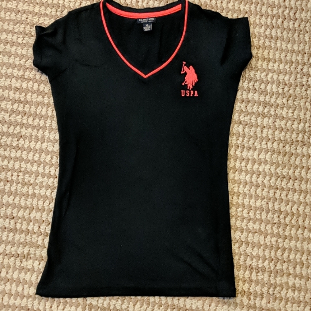 XS U.S. Polo Assn. Black Vneck Short Sleeve